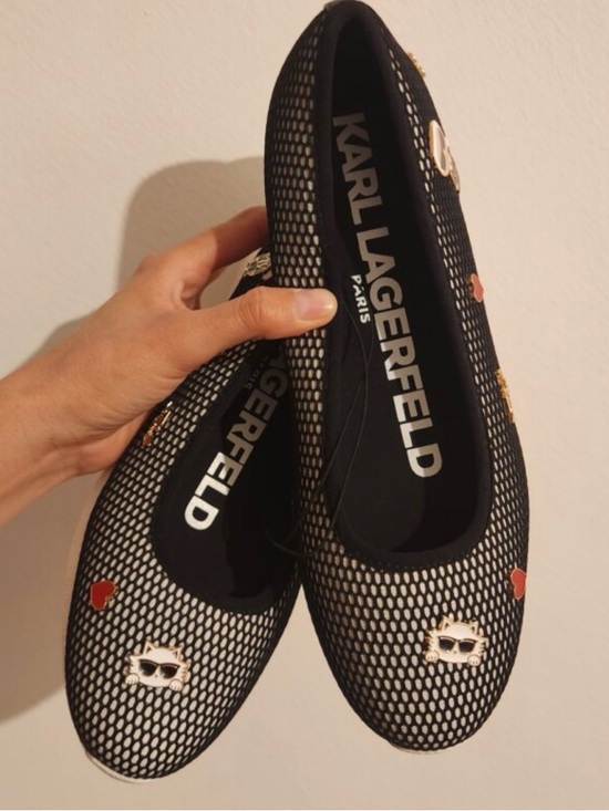 Karl Lagerfeld Shoes - 🔥 KARL LAGERFELD PARIS Maleia Mesh Ballet Flats Black White Choupette Charms.